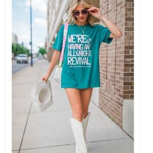 Pink lily all night revival graphic tee